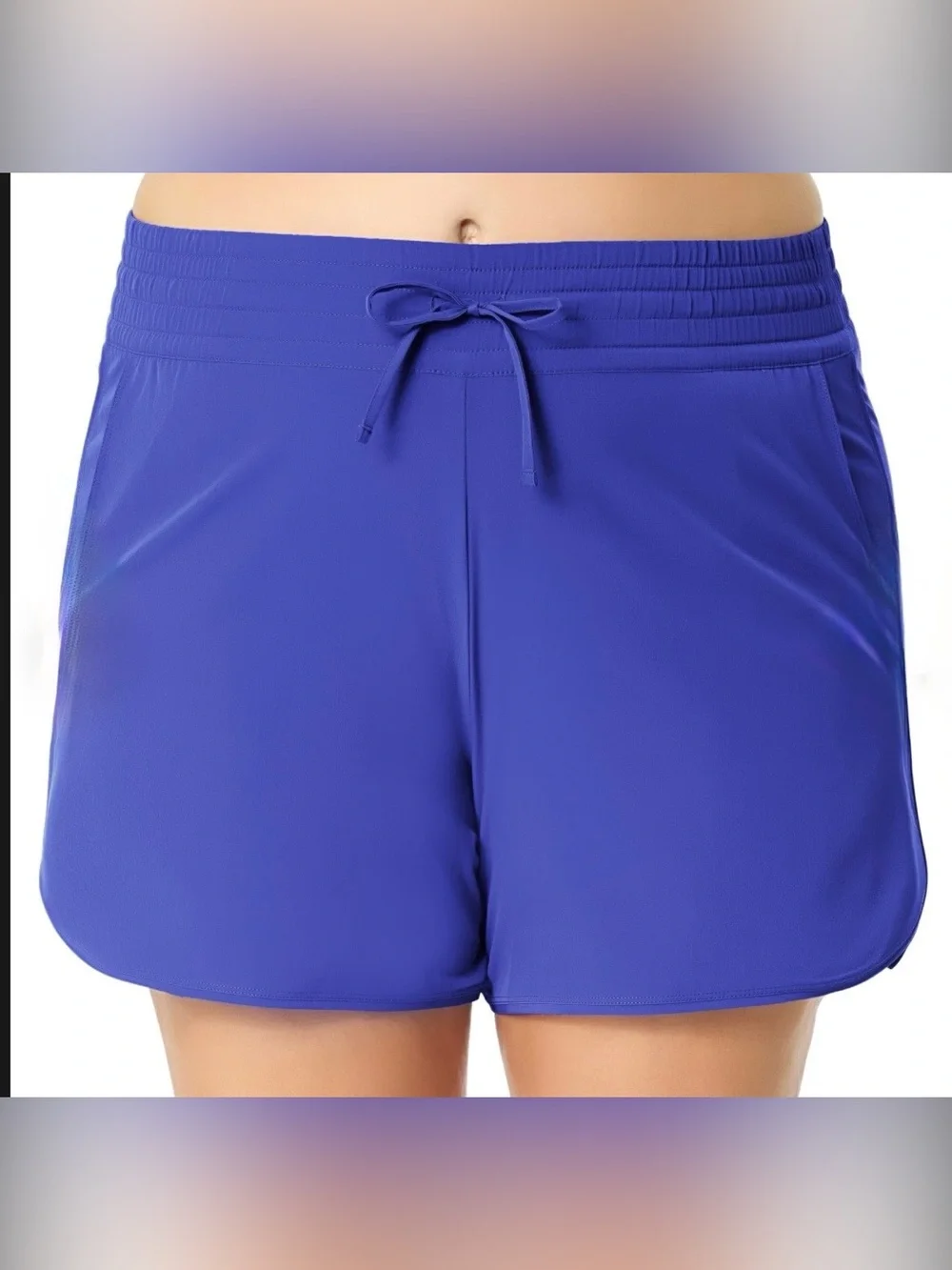 Lands' End Women's XL Drawstring Quick Dry Swim Shorts - Blue UPF 50 - NWT